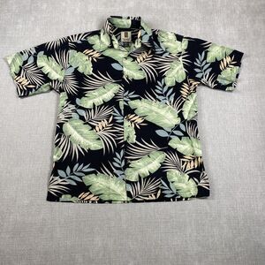 Tori Richard Shirt Mens Small Black Green Hawaiian Cotton Aloha Made USA